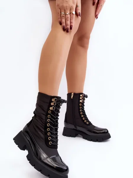 Ботуши Boto с плосък ток черно