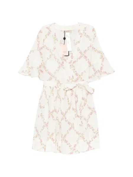 Rochie Twinset cu model floral cu legături de costum alb