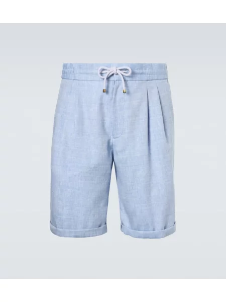 Vunene bermuda kratke hlače Brunello Cucinelli plava