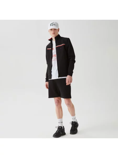 Lacoste Bluza Z Zamkiem Z Nadrukiem Slim Fit czarna