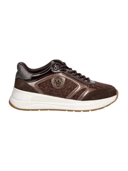 Sneakersy Pinko skórzane brązowe