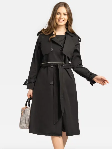 Trencz Perso dwurzędowy czarny