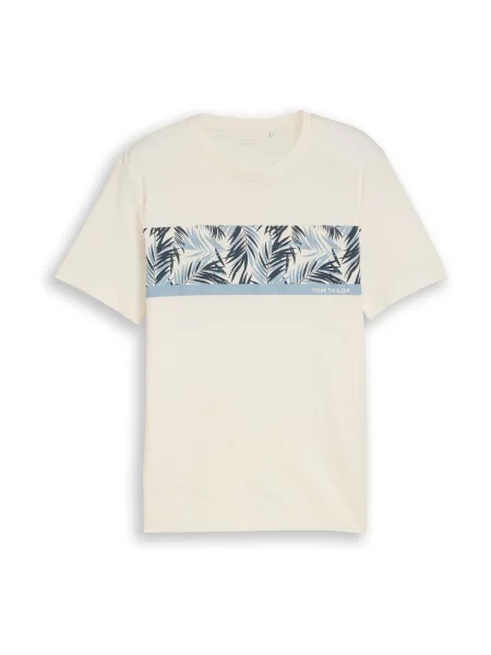 TOM TAILOR Tricou bleumarin / opal alb