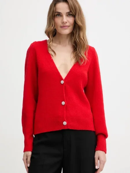 Morgan kardigan z dodatkiem wełny MGOJI czerwony