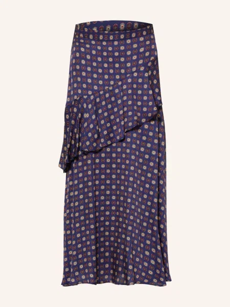 Claudie Pierlot Satynowa Spódnica Z Falbanami blau beżowa