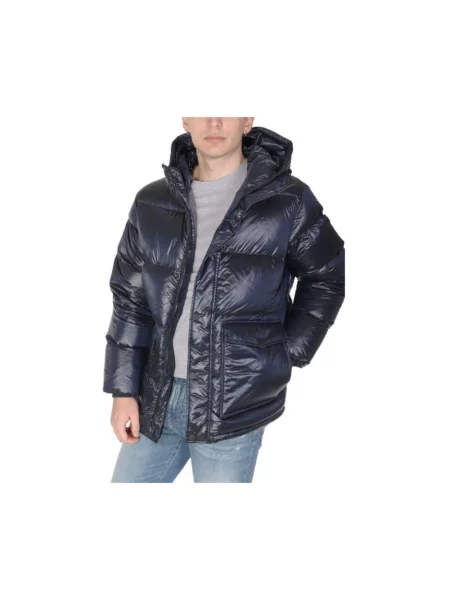 Kurtka puchowa Emporio Armani Ea7 z kapturem niebieska