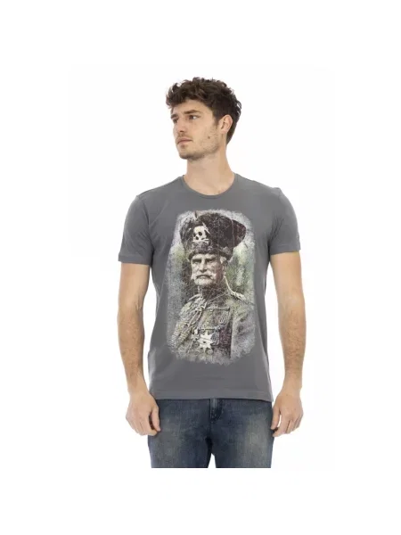 Koszulka Trussardi z krótkim rękawem z okrągłym dekoltem casual szara