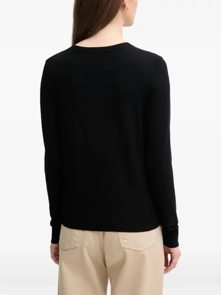 Lung pulover Sisley cu decolteu rotund negru