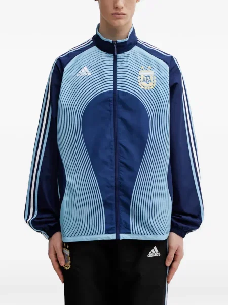 Pantaloni Adidas tricotate cu autograf alergare albastru