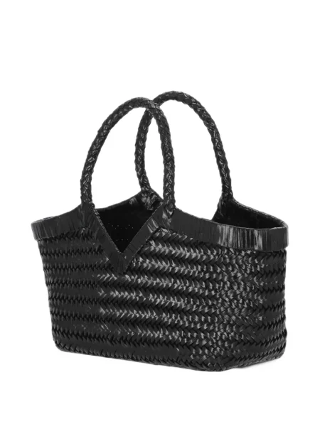 Geantă shopper Vipera din piele țesută negru