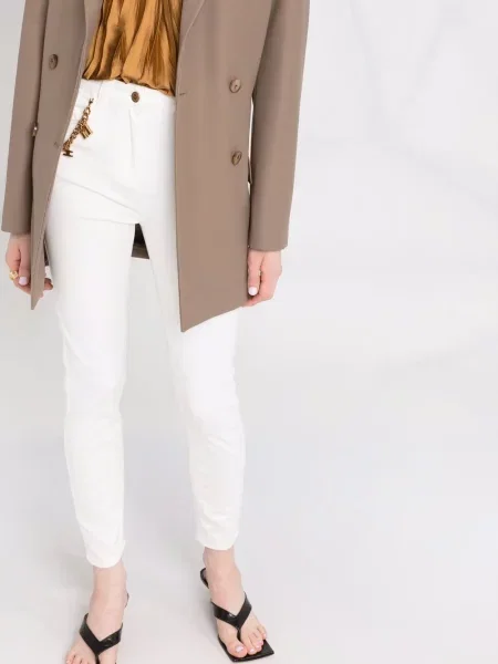 Blugi skinny Elisabetta Franchi skinny fit alb