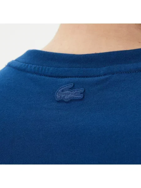 Lacoste Koszulka Slim Fit Z Okrągłym Dekoltem I Nadrukiem granatowy