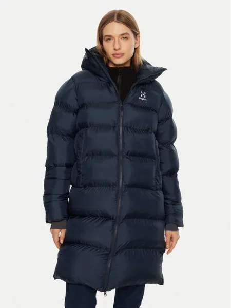 Длинный пуховик Haglofs синий