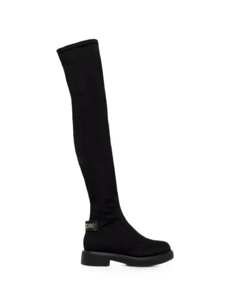 Cizme Love Moschino cu autograf negru