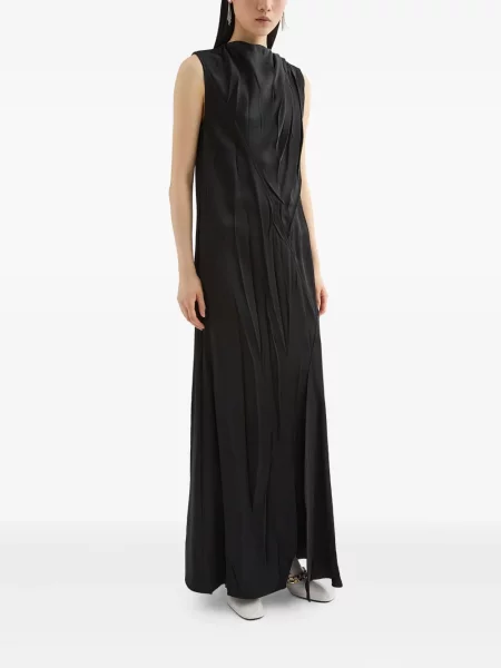 Rochie maxi Jil Sander din satin de costum negru