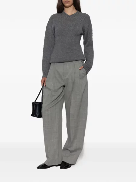 Pulover Jil Sander cu decolteu în V gri