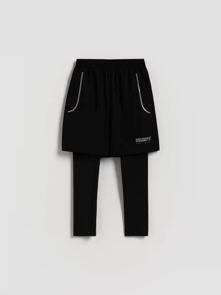 Reserved Sportovní legíny s šortkami černý