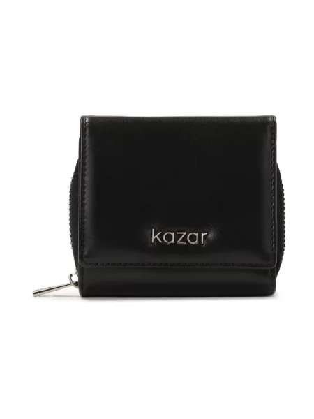 Kompaktowy portfel Kazar skórzany czarny