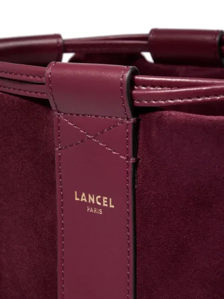 Geantă bucket Lancel din piele de căprioară roșu