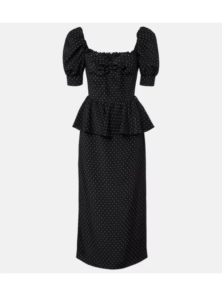 Rochie midi Alessandra Rich de mătase cu buline negru