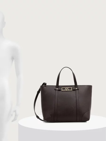 Műbőr shopper táska Armani Exchange barna