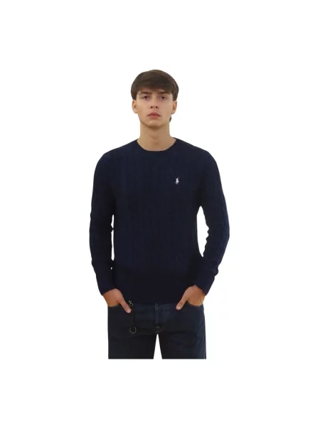 Dzianinowy sweter Polo Ralph Lauren niebieski