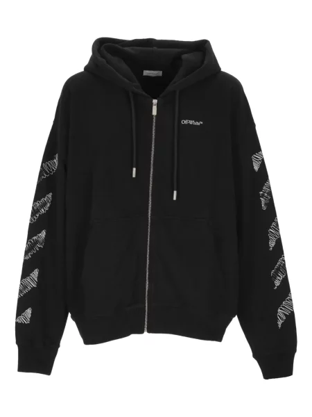 Hanorac cu glugă Off-white cu imagine alb