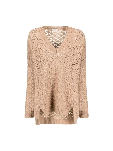 Dzianinowy sweter Agnona beżowy