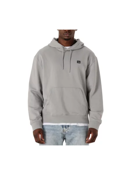 Bluza z kapturem Calvin Klein frotte szara