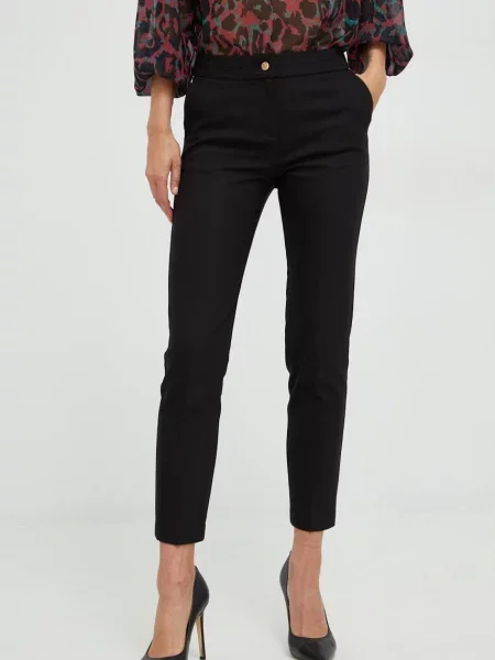 Morgan pantaloni femei drept medium waist negru