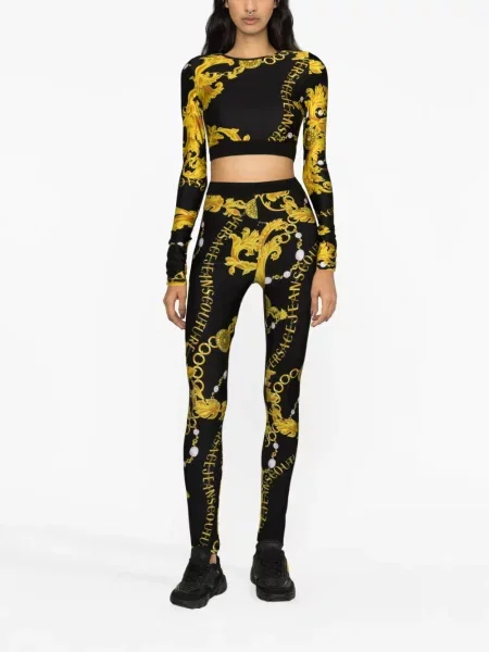 Raštuotas palaidinė be rankovių Versace Jeans Couture juoda