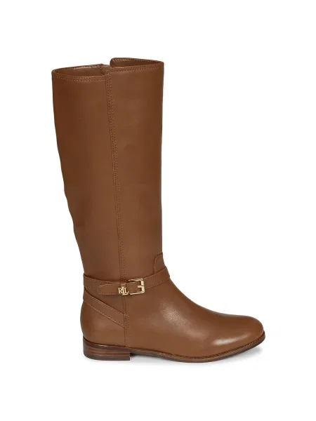 Lauren Ralph Lauren bőr csizma Brooke Tll 2 lapos talpú barna