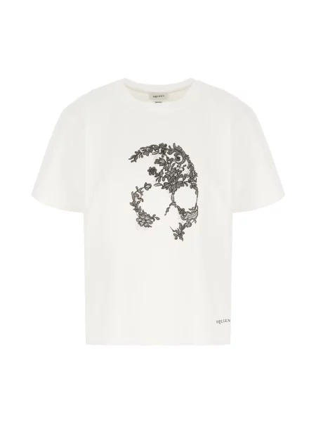 Koszulka Alexander Mcqueen koronkowa biała