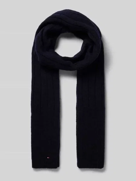 Tommy Hilfiger szalik z dodatkiem wełny granatowy gładki niebieska