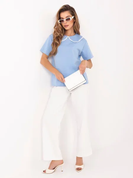 Bluză Italy Moda cu mâneci scurte albastru