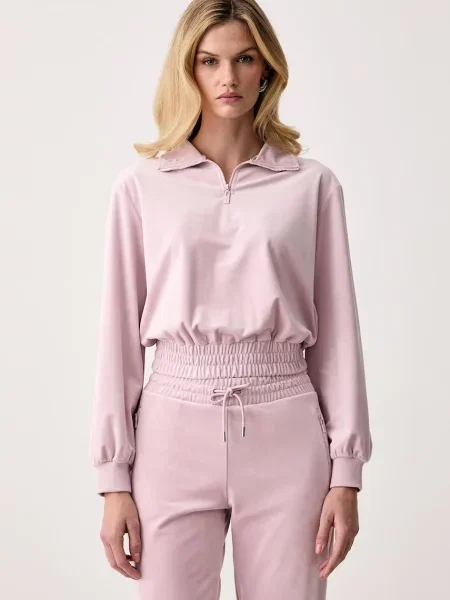 Guess hanorac pentru femei din velur AMALIA violet