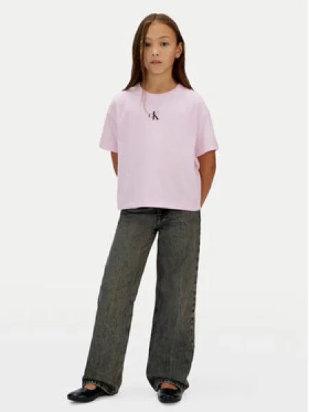 Calvin Klein Jeans Marškinėliai Logo Boxy Fit rožinė