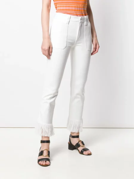 Blugi Chloé cu franjuri alb