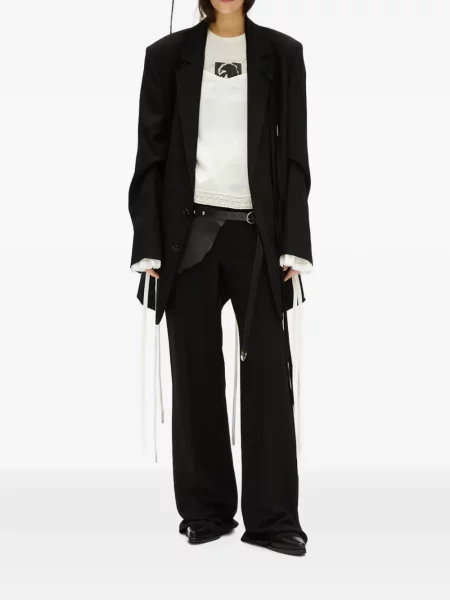 Top Ann Demeulemeester de mătase alb