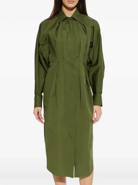 Rochie tip cămașă Givenchy plisată de costum verde