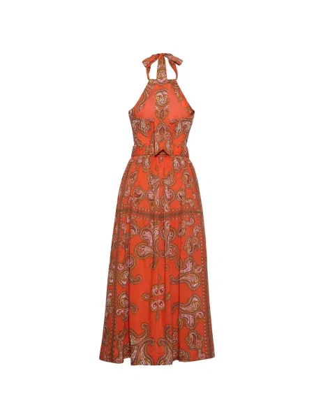 Rochie maxi Cara Cara cu imagine cu model paisley portocaliu
