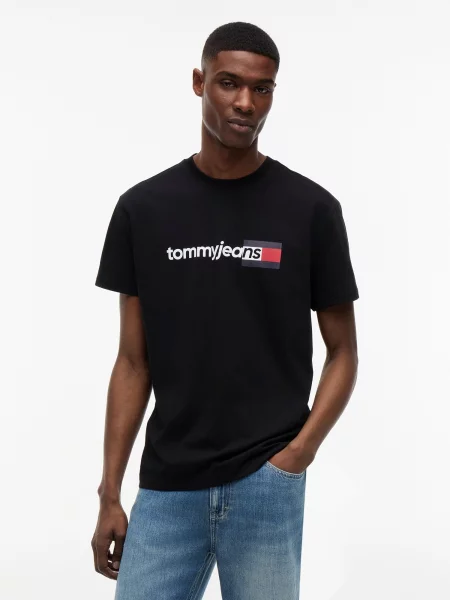 Tommy Jeans Tričko ENTRY DNA červená biela čierna
