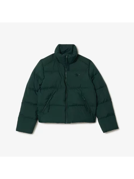 Lacoste Kurtka Puchowa Z Logo I Kapturem zielona