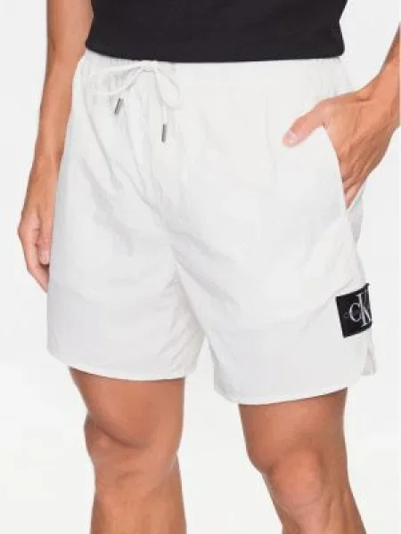 Pantaloni scurți din denim Calvin Klein Jeans scurte alb