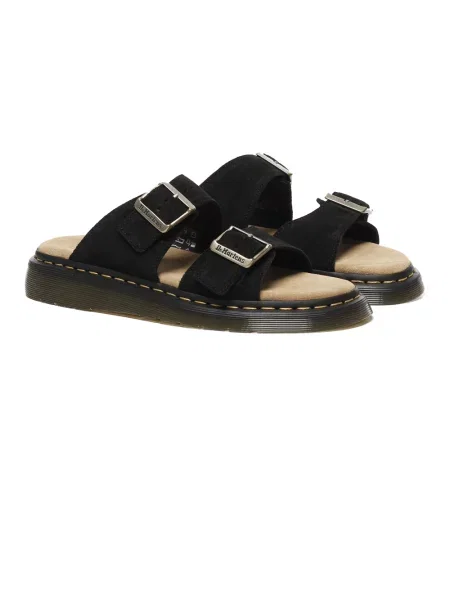 Klapki Dr. Martens zamszowe czarne
