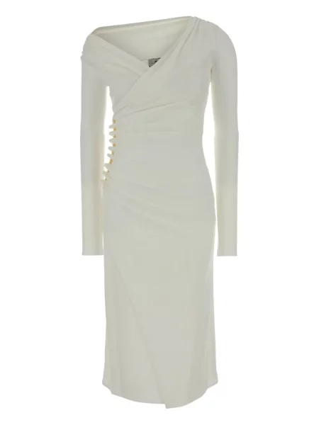 Rochie midi Elisabetta Franchi drapată până la genunchi de costum alb