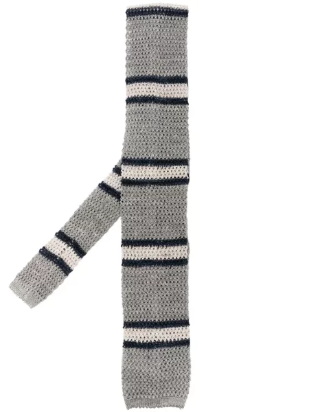 Lanena prugasta kravata Brunello Cucinelli siva