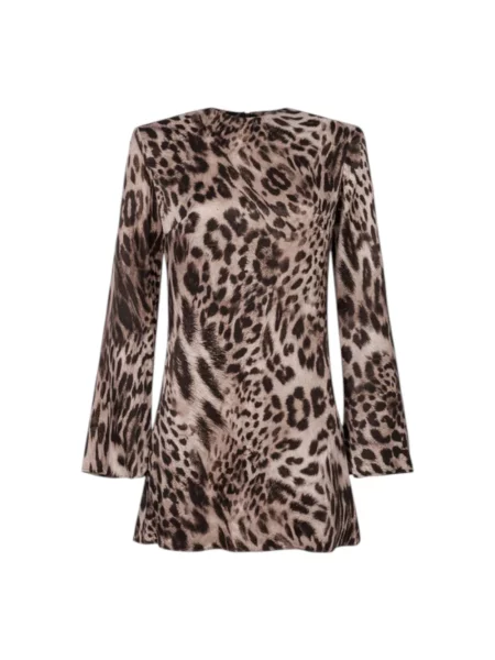 Lniana mała sukienka mini Undress Code garniturowa brązowa