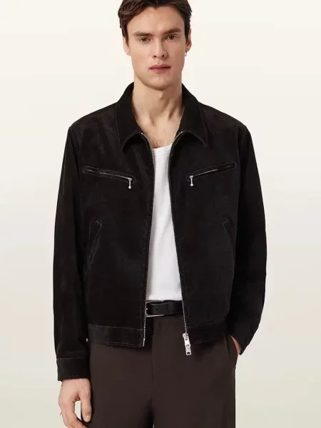 Allsaints Aksamitna Kurtka Korey braun czarna