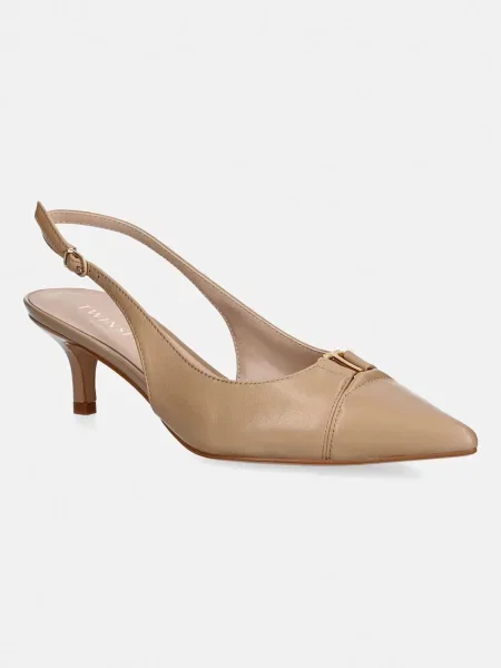 Pantofi cu toc Twinset din piele bej